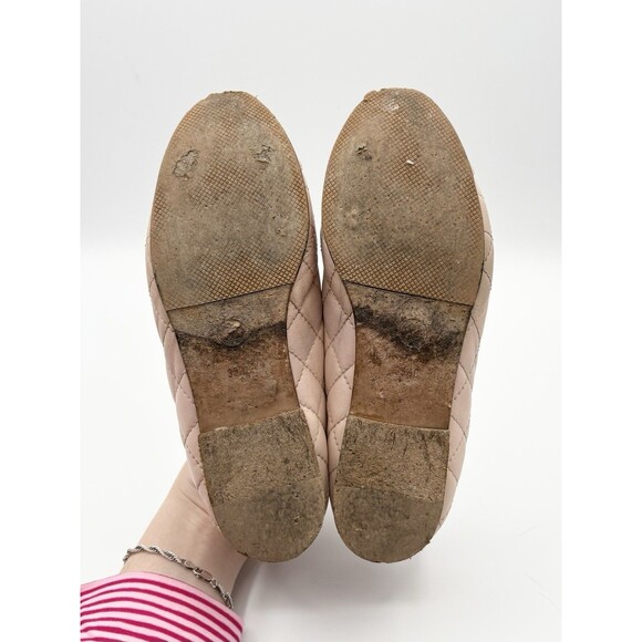 Chanel Ballet Flats Pink Quilted Leather w/ CC Logo Toe & Ribbon Sz EU 35.5 5.5 - Picture 12 of 15